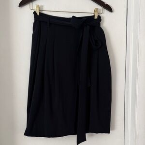 LOFT Navy Tie-Waist Wrap Midi Skirt